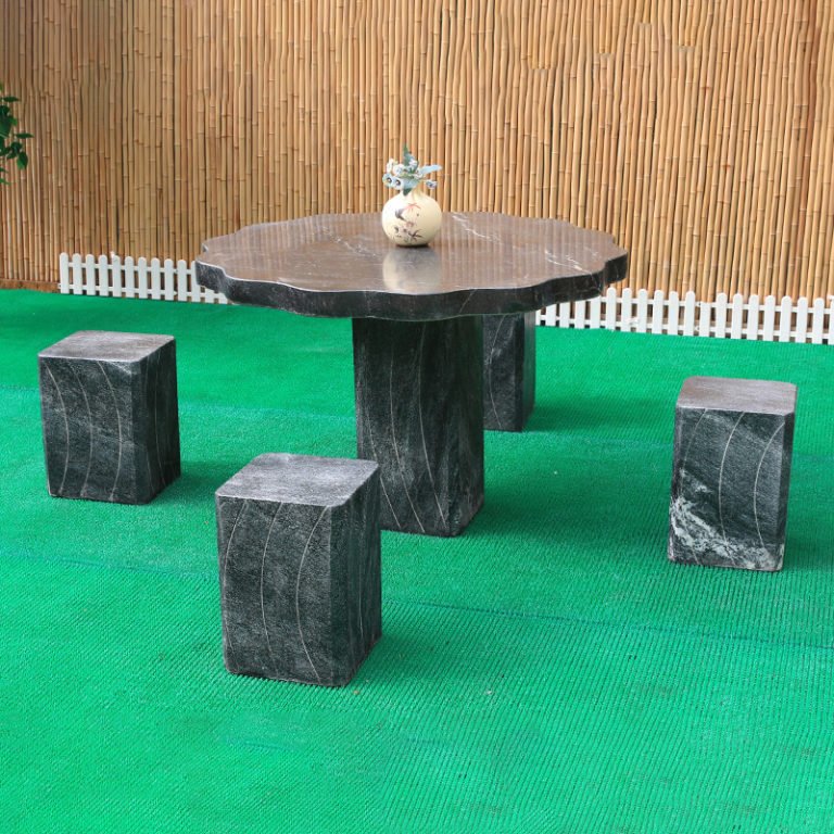 Granite Table Benches Natural Stone Granite Table Set for Garden, Patio